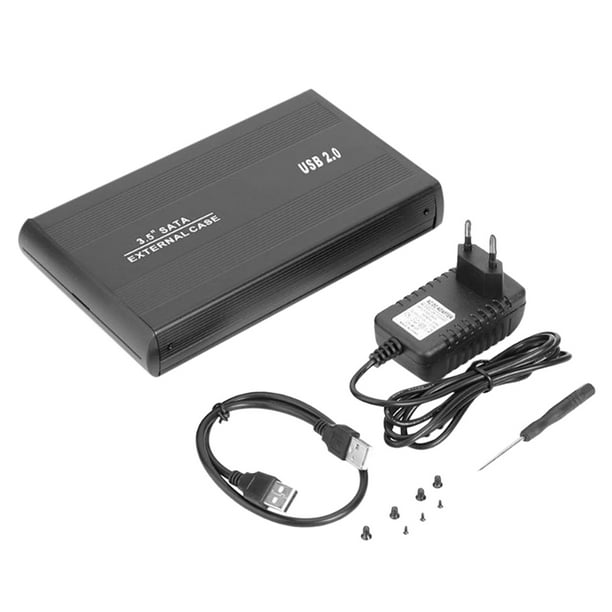 slump Norm Indrømme HDD Case 3.5-Inch USB 2.0 to SATA Aluminum Alloy Mobile Hard Disk Box  Notebook Desktop External HDD Case Black EU Plug - Walmart.com