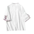 thumbnail image 3 of ZHENHONG Oversized Linen T Shirts, Women's Spring/Summer Embroidered Tang Dress Half Sleeve Chinese Zen Tea Dress Cotton Button Qipao Top Going Out Tops, 3 of 6