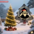 thumbnail image 4 of Stylized Metal Christmas Tree Wind Spinner - Retro Futuristic Design with Skeleton Santa Concentric Circles & Decorative Lines for Garden, 4 of 7