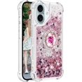 thumbnail image 6 of Liquid Quicksand Case for iPhone 16 Plus 6.7" with Diamond Kickstand, Soft TPU Luxury Fun Glitter Sparkle Flowing Clear Bling Cover Case for Apple iPhone 16 Plus. -Pink, 6 of 7