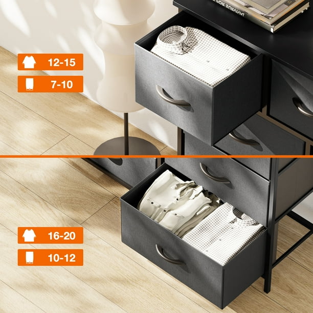 ZUNMOS Fabric Dresser for Bedroom 9 Drawer, Grey ZUNMOS Fabric Dresser for Bedroom 9 Drawer, Grey - Image 6