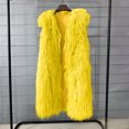 thumbnail image 3 of JGGSPWM Women's Long Faux Furry Vests Shaggy Sleeveless Jacket Coat Outerwear Yellow XL, 3 of 5