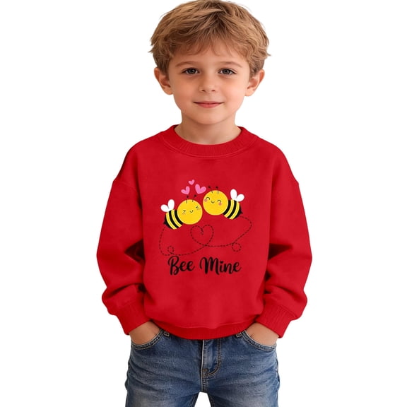 Kiijoy Toddler Boy's Valentine's Day Sweatshirt Cute Cartoon Pullover Top, Sizes 3-4