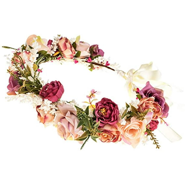 Diadema de hadas para mujer - Flores - Corona de flores - Corona de flores - Para mujer - Boda Diadema de hadas para mujer - Flores - Corona de flores - Corona de flores - Para mujer - Boda Rojo Verde