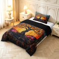 thumbnail image 2 of Homewish Boho Tree Of Life Twin Comforter Sets,Colorful Bohemian Glass Bedding Set,Orange Blue,Black Reversible,2pcs,1 Comforter and 1 Pillowcase, 2 of 7