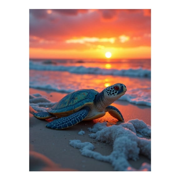 Diamond Art Kit for Adults, Turtle Beach Sunset Scene Diamond Painting for Adults Beginners, 5D DIY Diamond Art Painting Kits, Colorful Diamond Painting Craft for Home Decor 12x16