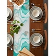 thumbnail image 2 of Teal Waves Abstract Table Runner 72 Inches, Gradient Fluid Water Ripple Bed Runner Dresser Scarves Tabletop for Indoor Outdoor Parties/Ceremony/Banquet, 13" x 72", 2 of 8