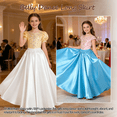 thumbnail image 7 of Girls Satin Full Circle Long Dance Skirt Ankle Length Shiny Satin Swing Skirt for Girls 8-12 Years Belly Dance Long Skirt, 7 of 7