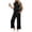 Black, variant on 2 Piece Outfits for Women Sleeveless Crop Tops and Elastci Waist Wide Leg Pants Summer Ladies Casual Stretchy Look Set Everyday Outing Vacation Wear