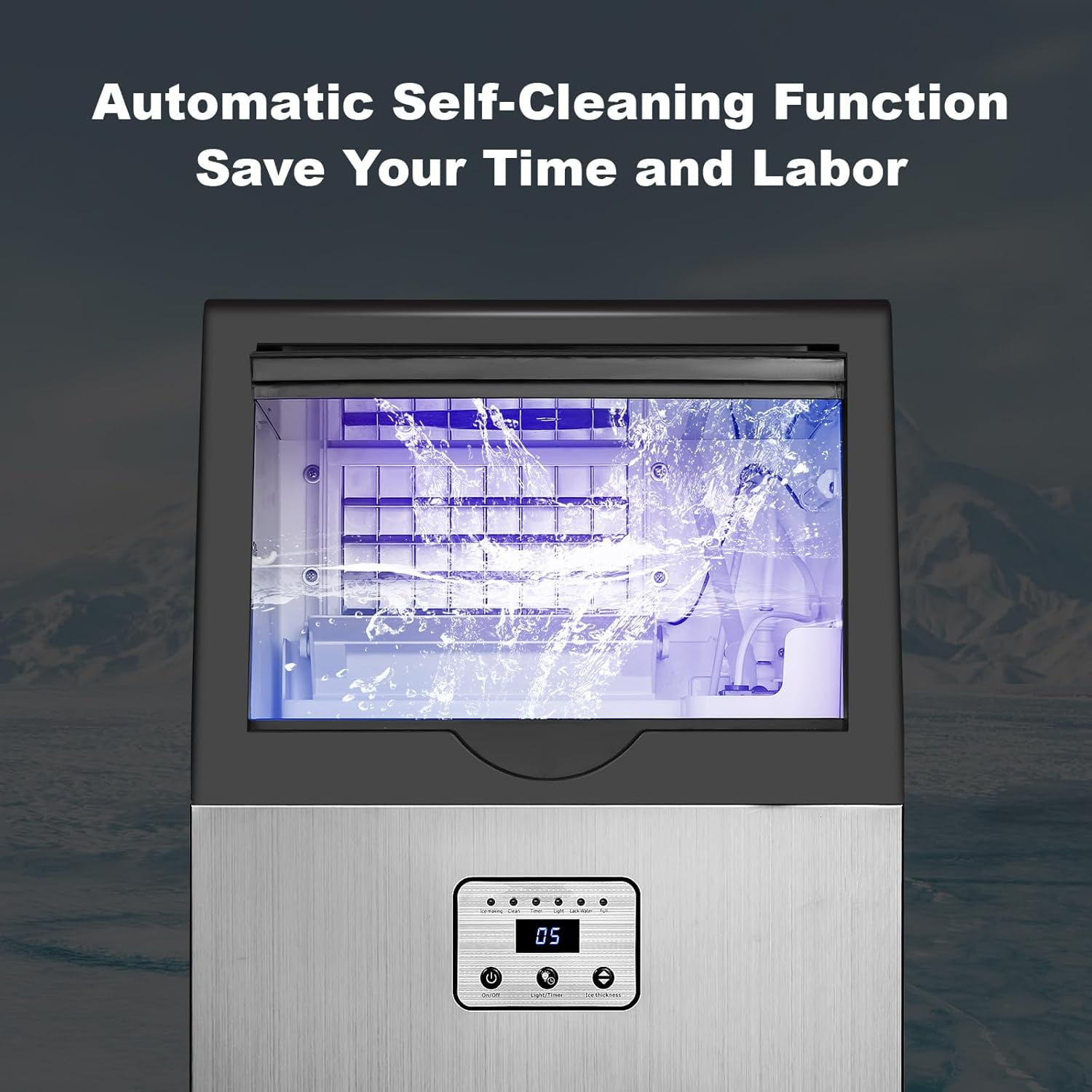 AMZGACHFKTCH 100lbs/24H Electric Ice Maker Machine with Self-Cleaning & Digital Display