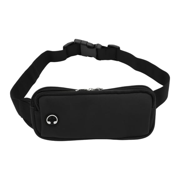 Unique Bargains 1 Pc Durable Zipper Running Waist Pack for Hiking Gym Black EVA