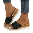 thumbnail image 3 of WIZUTIZ Bedroom Slippers Women Walking Casual Trendy Slide Sandals Women Summer BOHO Jeweled Shiny Slide Sandals Platform Heels Sandals Beach Shower Shoes Indoor with Arch Support Sandals, 3 of 3