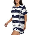 thumbnail image 2 of Lsque Anchors Women's Short-Sleeved Pajama Set - 2 Piece Soft and Lightweight Sleepwear Set-, 2 of 9