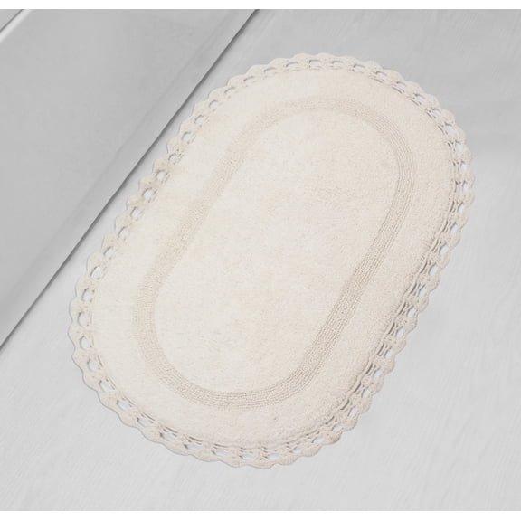 Home Weavers Hampton Crochet Bath Mat 100% Cotton Bathroom Rugs Set, Washable Rug, Extra Soft and Absorbent bath Rug, Kitchen Mat, Bath Mat Set, Bath Floor Mat Reversible, 24"x40" Rectangle, Ivory