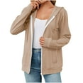 thumbnail image 4 of Lovskoo Women's Zipper Sweatshirt Hoodie with Pocket Long Sleeve Loose Jacket Outerwear Coat Khaki, 4 of 7