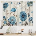 thumbnail image 3 of Farmhouse Blue Flower Kitchen Curtains Rustic Orchid Floral Bathroom Curtains Window Treatment Drapes Tier Butterfly Vintage Cafe Small Bedroom Short French Door Curtains 2 Panels 27.5x39 Inch, 3 of 6