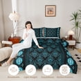 thumbnail image 3 of Erosebridal Bohemian Aztec Queen Comforter Set 3pcs For Teens Adults,Boys Girls Boho Damask Bedding Comforter Set,Black Blue,Black Reversible, 3 of 6