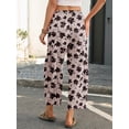 thumbnail image 7 of Chiclily Women's High Waisted Palazzo Pants Casual Loose Wide Leg Trousers with Pockets Drawstring Flowy Pants, Artistic Black Floral Size M, 7 of 7