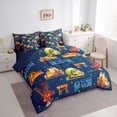 thumbnail image 3 of Feelyou Cartoon Truck Car Twin Bedding Sets 7-Piece, Navy Vehicle Bedding Comforter Set, 3 of 8