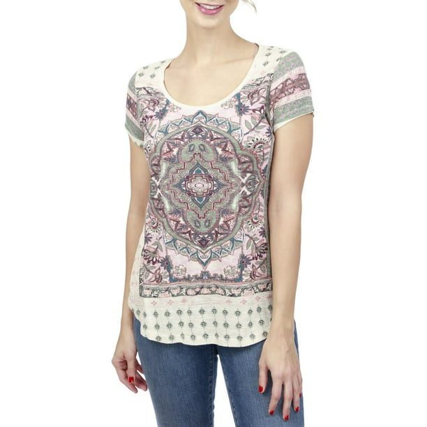 Lucky Brand - Lucky Brand Womens Printed Short Sleeves T-Shirt - Walmart.com - Walmart.com