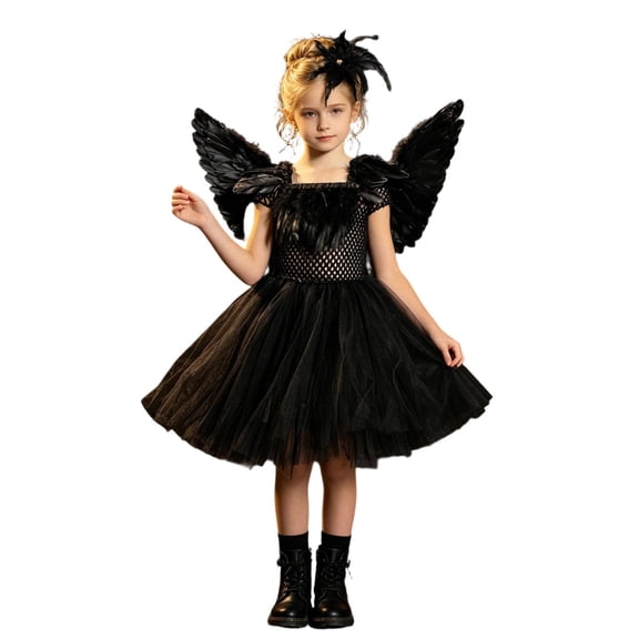 Likimi Kids Toddler Girls Hallowmas Dress Stage Show Solid Color Dress Up Halloween For Performance Fashionable Cosplay Dresses Size 6-7 Years