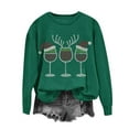 thumbnail image 4 of Womens Christmas Sweatshirt Rhinestone Wine Glass Shirt Cute Crew Neck Sweatshirts Long Sleeve Loose Pullover Holiday Tops for Women, 4 of 5