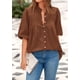 thumbnail image 3 of Blusa PRETTYGARDEN para mujer, verano 2025, manga corta, marrón, 3 of 9