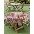 thumbnail image 3 of Outdoor Tablecloth with Umbrella Hole and Zipper, Valentine's Day Round Table Cloth 54 Inch Waterproof Tablecloth, Watercolor Love Roses Dog Truck Beige Picnic Table Cover for Patio Camping, 3 of 7