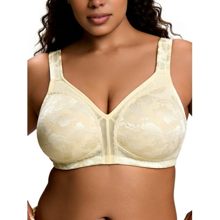 Deyllo Minimizer Bras for Women Plus Size Seamless Unlined Bra Full-Figure Non Padded Comfort Light Beige Bras Clothes-Size 44D