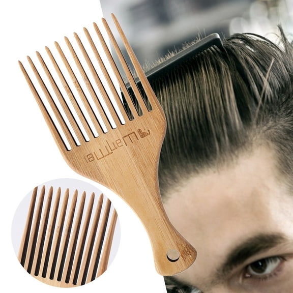 Vnanda Hair Pick Comb Smooth Hair Fork Comb Lightweight Amber Plastic Detangle African Styling Tool for Men and Women