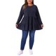 thumbnail image 2 of Blusas de peplum sueltas de manga larga y cuello redondo para mujeres de tallas grandes Agnes Orinda 2X en azul marino, 2 of 6