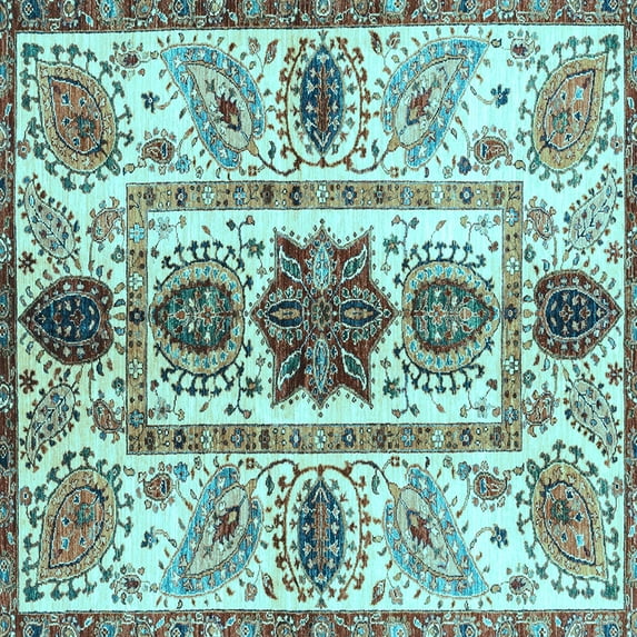 Ahgly Company Indoor Square Oriental Light Blue Modern Area Rugs, 5' Square