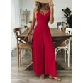 thumbnail image 2 of ZOELNIC Women's Summer Jumpsuit Spaghetti Strap Back Bow Romper, Wide Leg Vacation Outfit, Casual Resort Wear One Piece for Beach & Travel, S, 2 of 6