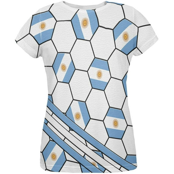 World Cup Argentina Soccer Ball All Over Womens T Shirt Multi LG
