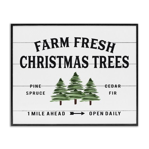 Stupell Industries White Planked Look Holiday Farm Fresh Christmas Trees Spruce and Fir, 24 x 30,Design by Lettered and Lined
