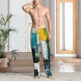 thumbnail image 6 of Lsque Abstract Brushstrokes Green Blue Print Men's Pajama Pants, Lounge Pant - Comfortable Home Wear,Elastic Waistband, Stylish Design-Small, 6 of 9