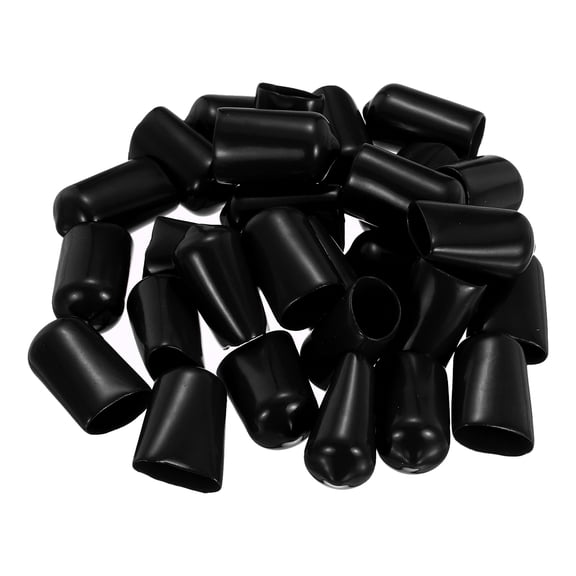 Uxcell 28Pcs Silicone End Caps, 13mm(1/2") ID Round Screw Thread Protectors Flexible Screw Bolt Covers Caps for Metal Tube Rod Bolt, Black