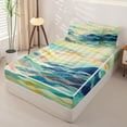 thumbnail image 2 of Castle Fairy Watercolor Pastel Wave Mountain Zipper Full Size Comforter Sets with Fitted Sheet and 2 Pillowcases,Multi-Tone Layered Landscape Zipper Bedding Set,Cream Blue,Navy Blue Reversible,4pcs, 2 of 6