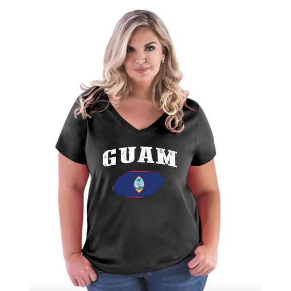 NIB - Women's Plus Size V-neck T-Shirt - Guam Flag