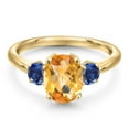 thumbnail image 3 of Gem Stone King 10K Yellow Gold Yellow Citrine and Blue Created Sapphire Engagement Ring for Women | 2.15 Cttw | Oval Checkerboard 9X7MM | Gemstone November Birthstone | Size 8, 3 of 6