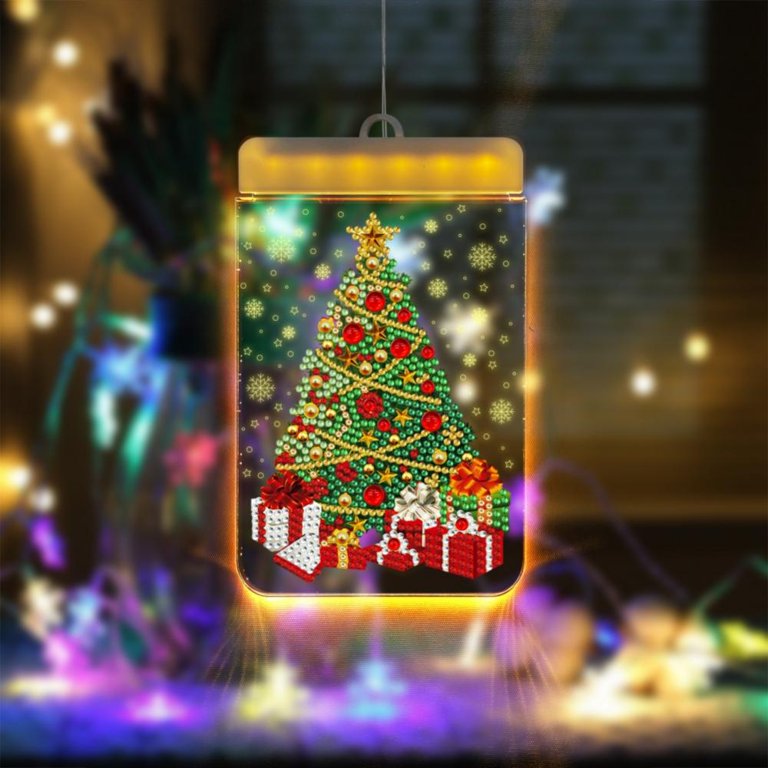 DIY Merry Christmas Diamond Art Painting, LED Lamp Special Shaped