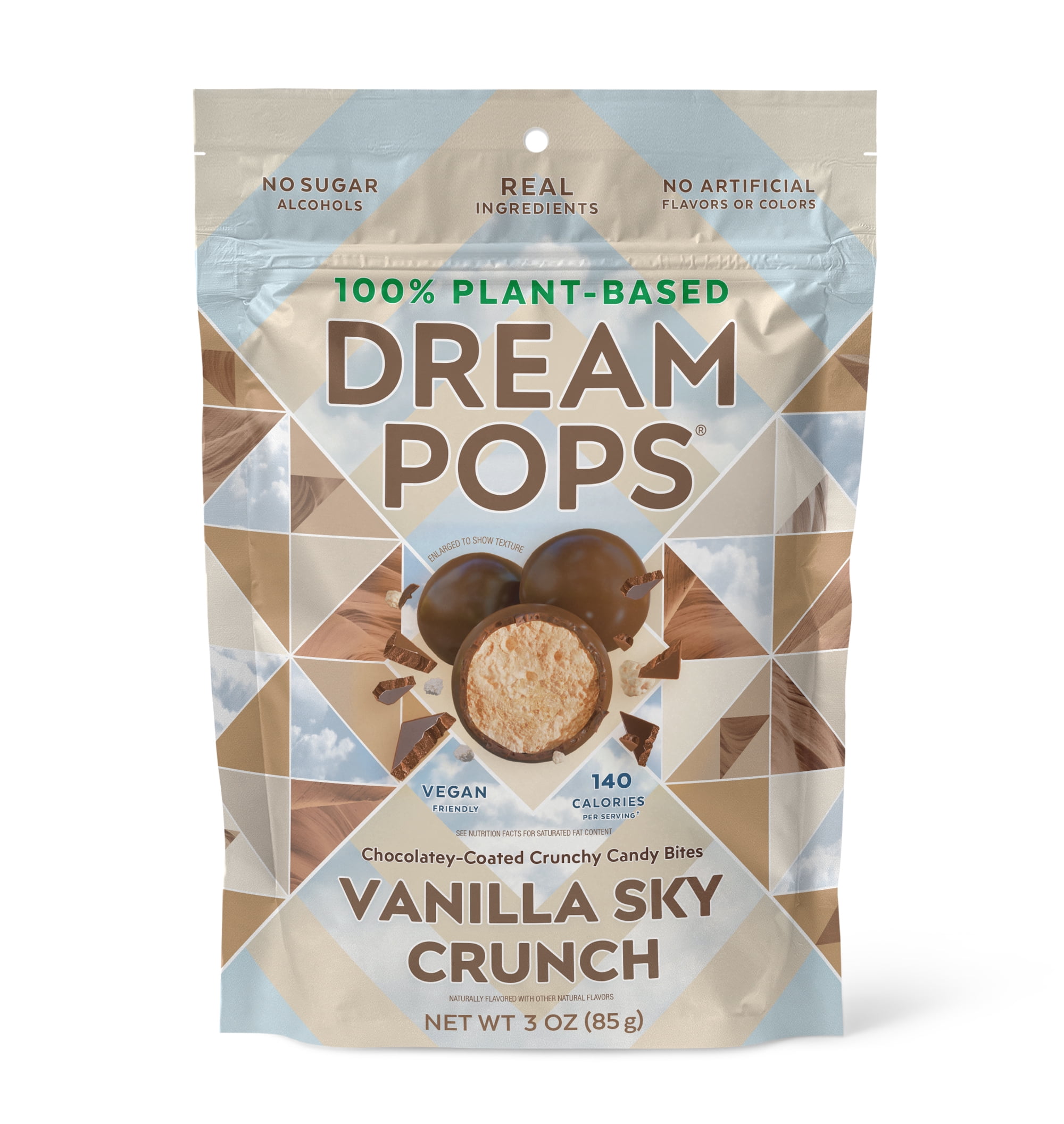 (2 pack) Dream Pops Plant-Based Chocolate Bites, Vanilla Sky Crunch