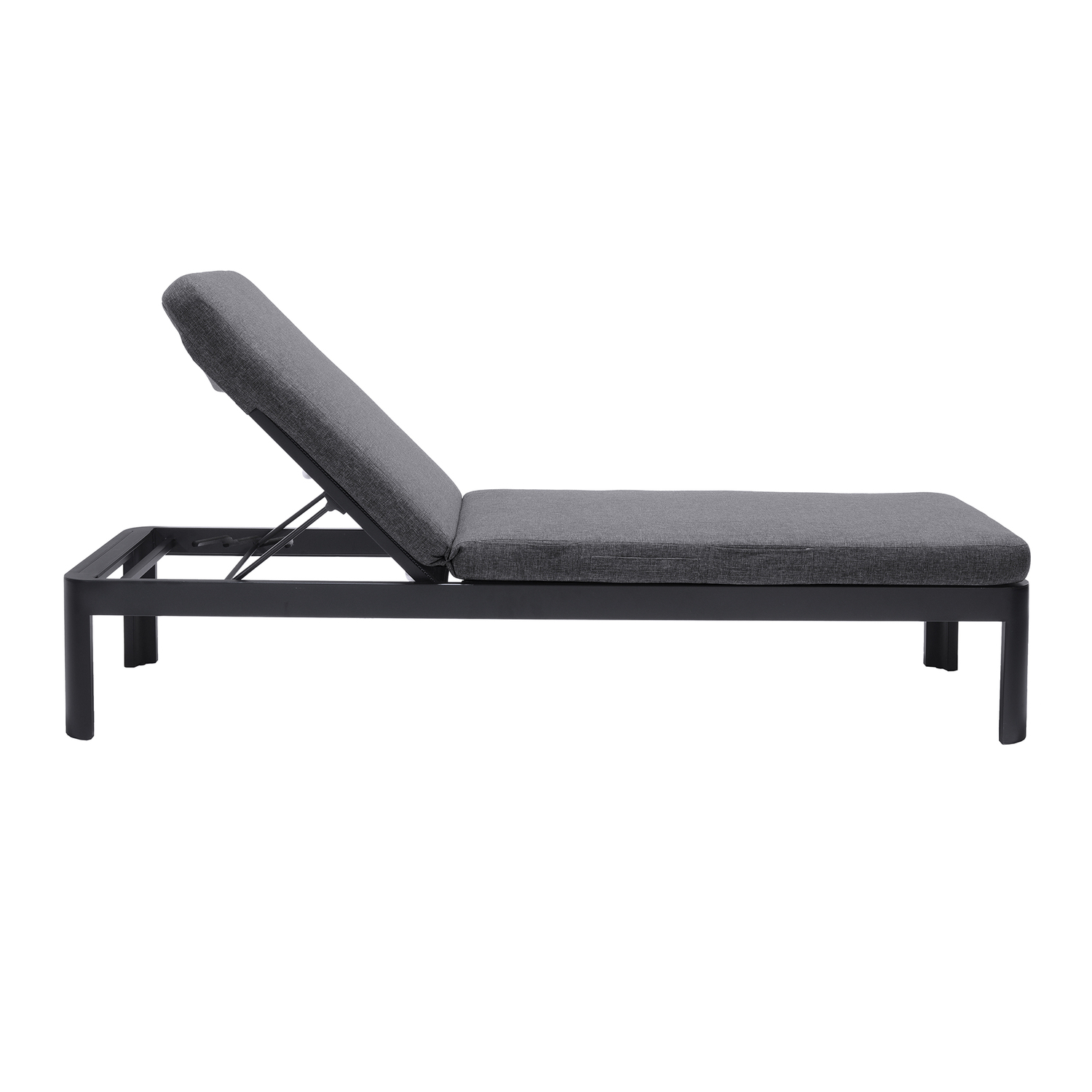 Portals Outdoor Chaise Lounge Chair in Black Finish and Grey Cushions - image 3 of 5