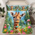 thumbnail image 2 of Manfei Cute Zoo Giraffe Queen Sheet Sets,Watercolor Daisy Flower Flat Sheet,Colorful Scenery Queen Fitted Sheet For Kids,Microfiber Bedroom Decor,4-Piece, 2 of 7