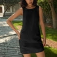 thumbnail image 2 of Qiopertar Cotton Sleeveless Dress for Women Casual Round Neck Pocket Dress Solid Color A-Line Comfy Summer Beach Vacation Travel Dress, Black XXL, 2 of 7