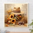 thumbnail image 3 of Pintura de diamante 5D DIY, Kit de sombrero de girasol con cuentas cuadradas completas, decoración del hogar, 35x35cm, 3 of 9