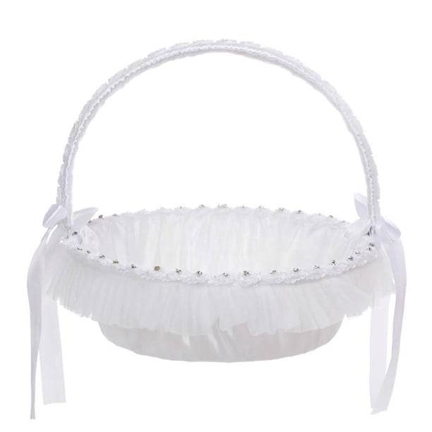 Glinting Flower Girl Basket Set Flowers Romantic Design Wedding Flower Baskets White Flower Basket Ceremony Party Suppli