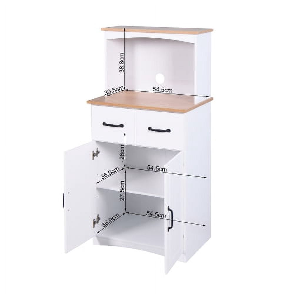 Transform Your Kitchen with Wooden Pantry Cabinet – Modern Storage Hutch with Glass Doors, Drawers & Microwave Shelf – Adjustable Shelves, Anti-Topple, Spacious Organization for Home & Apartment