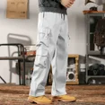 thumbnail image 3 of Pantalones Cargo Negros para Hombre, Pantalones para Hombre, Ropa de Trabajo, Anchos, Ajuste Regular, Diseñador, Talla Grande, Calle, con Estilo Coreano, Nailon Emo, Nuevos, 3 of 5