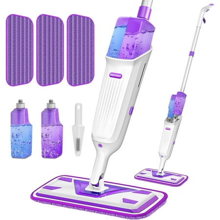 Double Bottle Spray Mop Series - Dust Floor Mop with Washable Mop Pads X3 for Home Bathroom Office Commercial Use, Dry Wet Mop for Hardwood Laminate Wood Marble Tiles Ceramic Floor Cleaning